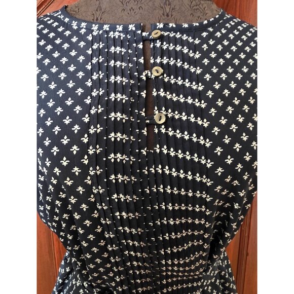 Tommy Hilfiger Womens Navy Blue Short Sleeve Button-Down Blouse With Tie Waist M - Picture 3 of 8